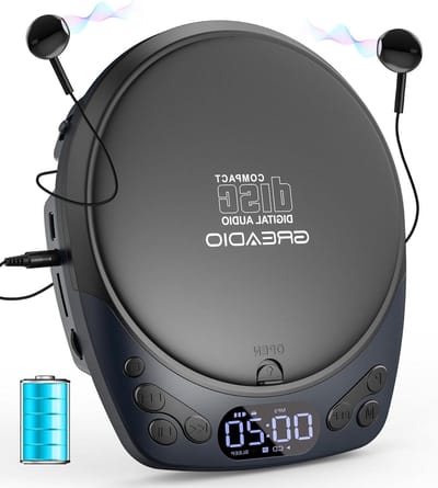 Draagbare cd-speler - Discman Muziekspeler - Muziek Luisteren Onderweg - Oplaadbare Batterij 11 Uur - 60s Anti-Skip - Blauw