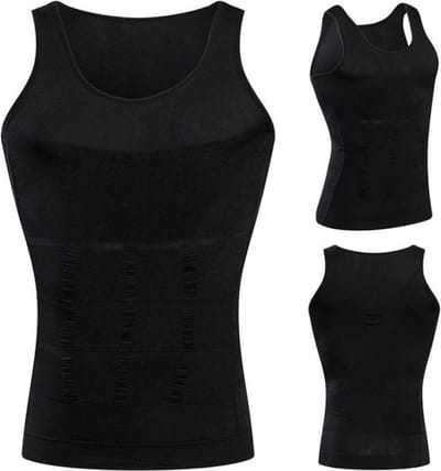 New Age Devi - Corrigerend Hemd - Mannen - Zwart - Medium - Ondersteuning - Body Buik - Shapewear Shirt - Correctie Hemd - Buik weg - Buik verbergen - Strak lichaam