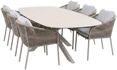 7-delige tuinset | 6 Alezio tuinstoelen | Tuintafel Malaga 240x115cm