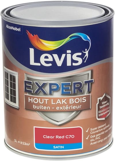 Levis - Expert Hout Lak Buiten Satin Mix - Clear Red C70 - Mengverf - 1 L