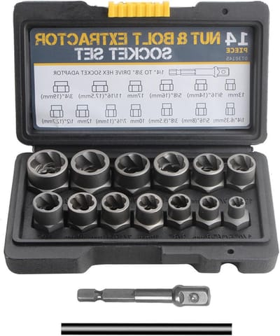 Complete Set voor het Verwijderen van Beschadigde en Verroeste Schroeven met 13 Nozzles en Hex Adapter voor Technici en Klussers