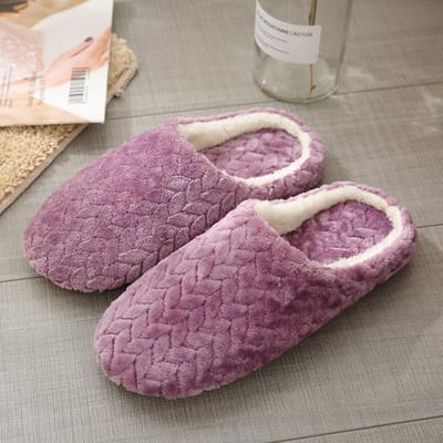 Pantoufles plates chaudes en peluche pour la maison Hiver Femmes Pantoufles d'intérieur Chaussures Légères Douces Confortables Pantoufles en coton Chaussures chaudes en peluche Y Chinese 41 lavande