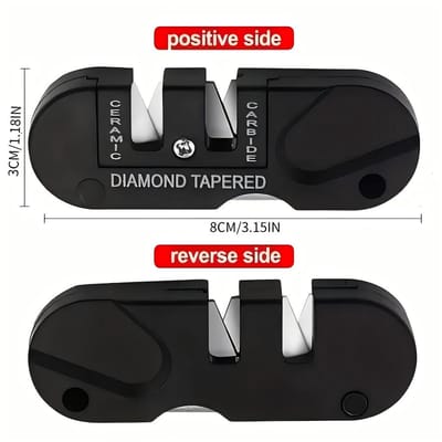 Outil d'affûtage portable 4-en-1Pour le camping en plein air et la randonnée Outil d'affûtage de voyage multifonctionnel Sans électricité requise black