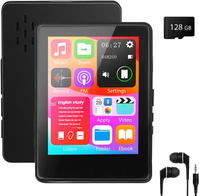 SNJY® MP3 Speler Bluetooth - MP4 Speler - Muziek Speler - Touchscreen - 128GB - Zwart