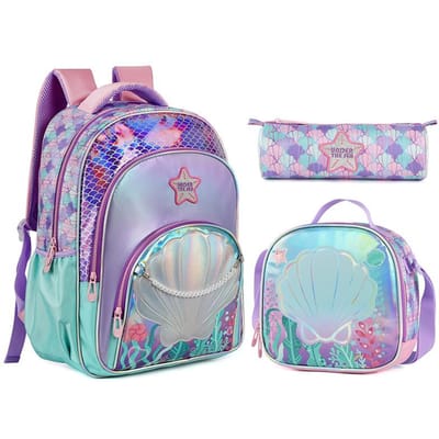 Schoolrugzakken voor Kinderen Meisjes Schooltas Set met Lunchtas Etui Basisschool Leerlingen Rugzak Leuke Boekentas