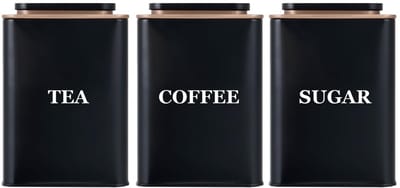 Dailygoods- Opbergpotten Set van 3 - Luchtdichte Deksels - Decoratieve Keuken Opbergpotten - Voedsel Caddy - Hoogwaardig Staal - Modern Design - Voedselopslag