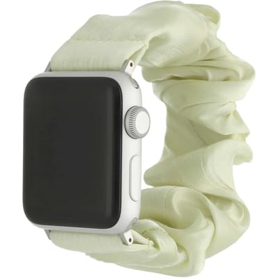 123watches bandje Savara - scrunchie - nylon - limoen - 44 · 45 · 46 & 49 mm · S/M - Geschikt voor Apple Watch series 1/2/3/4/5/6/7/8/9/10/11/12/SE/SE2/SE3/Ultra/Ultra 2/Ultra 3/Ultra 4