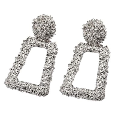 Fako Bijoux® - Oorbellen - Metal Drop-ish - Sparkle - 24x44mm - Zilverkleurig