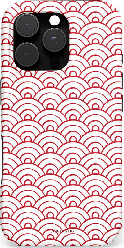 Casetastic hoesje geschikt voor Apple iPhone 16 Pro - MagSafe - Dubbellaagse bescherming - Golfjes - Fashion Case - Wit Lichtroze Koraal Lichtgrijs