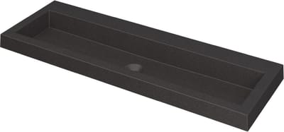 INK Dock wastafel quartz zonder kraangat 120x6x40cm, quartz zwart