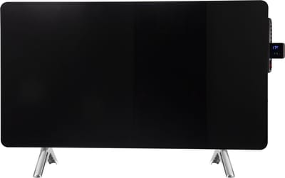 Quality Heating – QH-GD Serie infrarood paneel vrijstaand – Glazen infrarood verwarmingspaneel verplaatsbaar – infrarood verwarming - Met ingebouwde wifi thermostaat - Met afstandsbediening - Zwart - 450 Watt - 90 x 50 cm