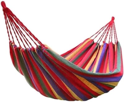 Opvouwbare Hangmat - Recreatie Outdoor - Ontspannen in Natuur - Ademend Canvas Materiaal - 190 x 150 cm - Rood