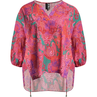 Cachemire Print Blouse met Katoenen Strikdetail Dames Mat Fashion