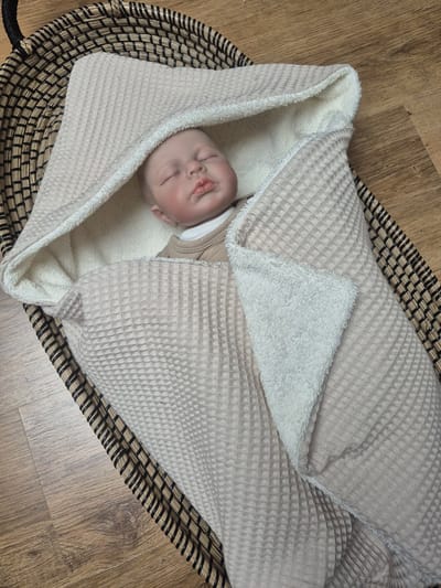 Wikkeldeken - Omslagdoek - Badcape - Beige / Badstof - 70x70cm / Baby Creaties