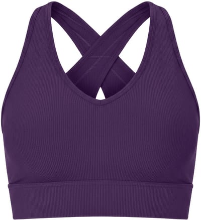 Studio Untold - Dames - Geribbelde bh ribjersey gekruiste rugbandjes - Aubergine - Maat 42+