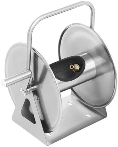 Tuinslang Haspel - Slanghouder Rek - Tuinslang Opbergen - Roestvrij Staal - 50 meter - Zilver