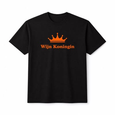 Wijn Koningin T-shirt – Zwart – Dames – Comfortabel – Perfect voor Feest & Festival – Maat XS