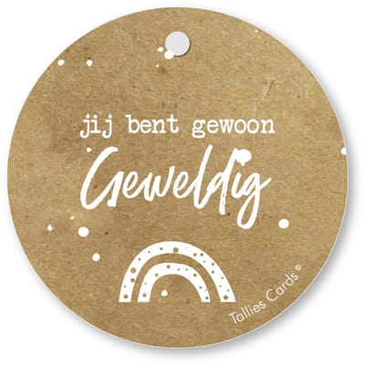 Tallies Cards - kadokaartjes  - bloemenkaartjes - Jij bent gewoon geweldig - Kraft Look a Like - set van 5 kaarten - geslaagd - diploma - zwemdiploma - rijbewijs - 100% Duurzaam