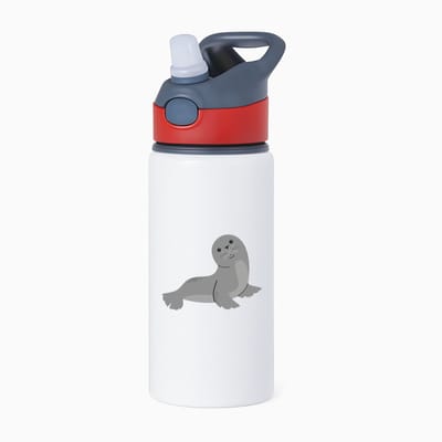 Hacebo® - Zeehonden waterfles met rietje rood - Zeehond - Dieren liefhebbers - Dierentuin - zeedieren - zoogdier - water fles - 650ML