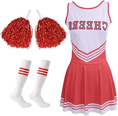 Cheerleader Kostuum voor Meisjes met Bobble en Sokken - Perfect voor Halloween, Carnaval en Feestjes