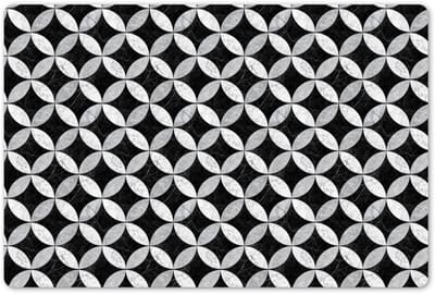 Placemats 45x30 cm - Placemat kunststof - 1 stuk - Cirkel - Tegels - Marmer - Zwart - Wit - Borden onderleggers - Decoratie voor op tafel - Keuken tafeldecoratie accessoires - Vinyl onderlegger - Tafelversiering