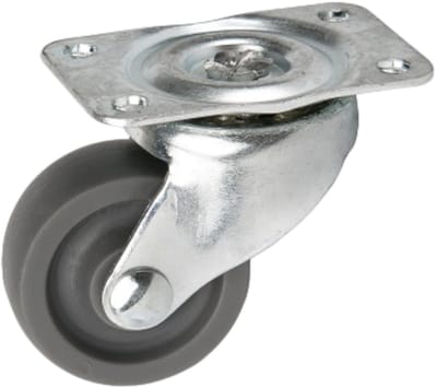 DOMINO ZWENKWIELEN 32MM - Zwarte Rubberen Meubelwielen met Draaiende Montageplaat - Maximale Belasting 12kg
