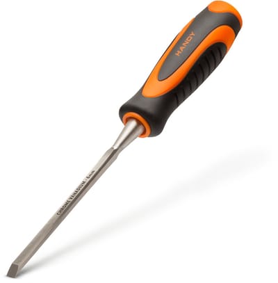 Houtbeitel Met Slagkap – 6 mm – Gehard Staal HRC 57–62 – Ergonomische Rubber Handgreep – Precisiebeitel Voor Houtbewerking, Uithakken En Fijn Vormgeven – Geschikt Voor Werkplaats En Hobbygebruik [10617A]