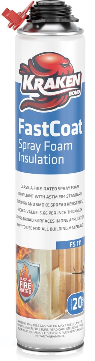 Kraken Bond Fastcoat brandwerende spuitschuimisolatie (1 x 27,1 oz.) Gesloten cel expanderend polyurethaanschuim - warmte- en geluidsisolatie, pistool en reiniger niet inbegrepen, 3 vierkantemeter , 1 verpakking