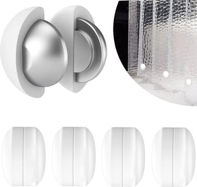 GLODI GOODS® Douchegordijn gewichtjes 4 stuks - Siliconen magneten verzwaarders – RVS gordijn loodjes – Douchegordijngewichten - WIT