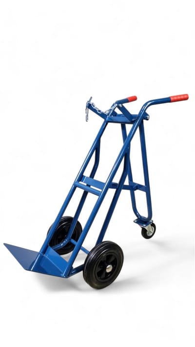 FRAMI gasflessenwgen voor 1x 30 / 40 / 50 liter fles met steunwiel op massief rubberen wielen