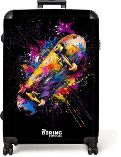 NoBoringSuitcases.com® - Koffer groot - Reiskoffer lichtgewicht - Skateboard met graffiti - Rolkoffer met 4 wielen - Grote trolley XL - 98 liter bagage