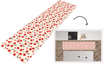 Keukenloper - Loper keuken - Patronen - Parijs - Eiffeltoren - Bloemen - 200x50 cm - Keukenloper vinyl