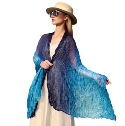 Sjaal XXL - Dun en Doorschijnend - Blauw - Hoofddoek