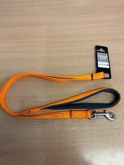 WOLTERS Cat & Dog Professional Comfort Hondenriem Maat M (Riem 125cm x 15mm) Oranje / Grijs