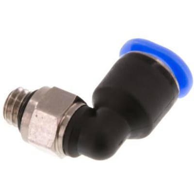 6mm x M 6 90 graden L-verbinding Messing/PBT Insteekfitting Buitendraad Kort Draaibaar Compact Ontwerp NBR [2 Stuks]