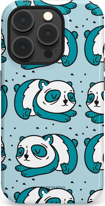 Casetastic hoesje geschikt voor Apple iPhone 15 Pro - MagSafe - Dubbellaagse bescherming - Panda dromen - Fashion Case - Lichtgrijs Petrol Wit