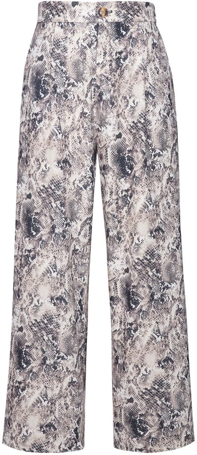 Studio Untold - Dames - Broek wijde pijp hoge taille snakeprint - Nougat - Maat 42
