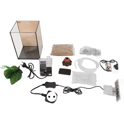 Petit aquarium de bureau 3 en 1 transparent Kit aquarium pour poissons Betta avec filtre et lumière LED pour