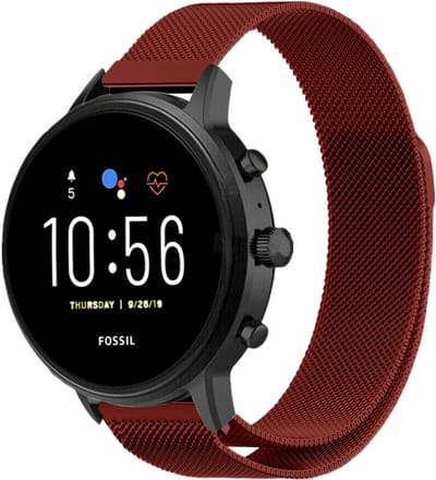 Strap-it Milanees smartwatch bandje - geschikt voor Fossil Gen 5 / Gen 5e 44mm / Gen 6 44mm - rood