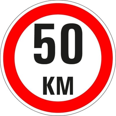 50 km bord - kunststof - A1 150 mm