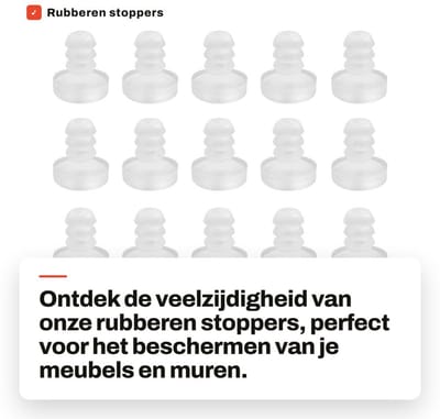 Dailygoods- Rubberen Stoppers 60 Stuks - Transparante Meubeldeurbuffers - Deurdemper - Anti-botsing - Kunststof - Maat 5 x 10 x 12 mm - Doppen