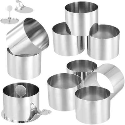 Dailygoody - Mousse Ringen Set - 10 stuks - Roestvrij staal - Kookgerei - Presentatiering - Voor desserts - Inclusief spatel en voedselpers