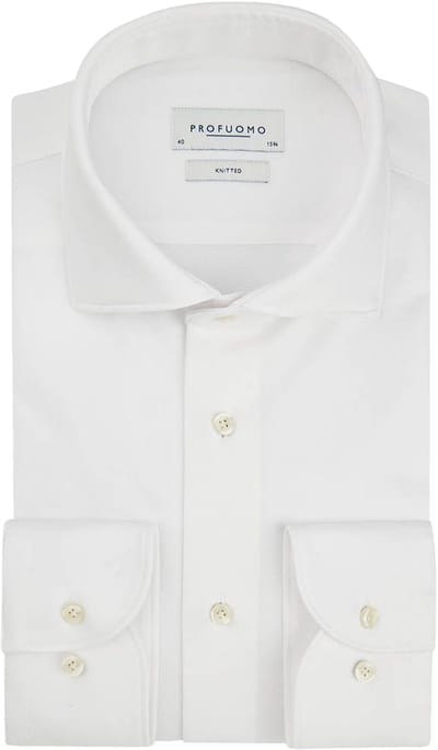 Profuomo slim fit heren overhemd - jersey - wit - Strijkvriendelijk - Boordmaat: 40 (EU maat: M)