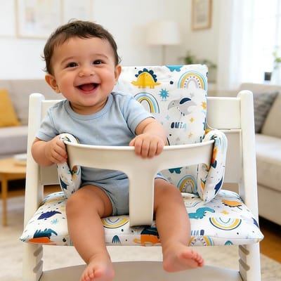 Zitkussen Kinderstoel - Stoelkussen Baby - Comfortabel Zitten - Wasbaar Katoen - 46 x 28 cm - Dinosaurus