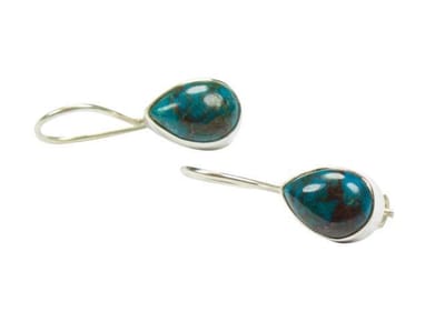 Zilveren oorbellen met sluiting Chrysocolla 925 zilver