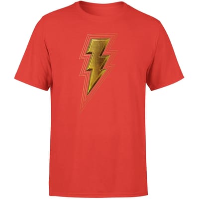 Shazam! Fury of the Gods Gold Bolt Unisex T-Shirt - Red - S
