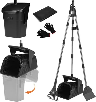 Hondenpoep Schep en Hark Set XL met Afvalzakken voor Tuin en Buiten
