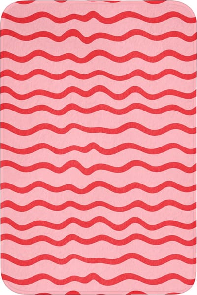 WC mat 60x90 cm - Antislip - Speels - Patroon - Rood - Toiletmat - Vloermat - Douchemat - Toilet tapijt - Toiletmatten