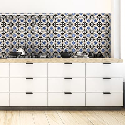 Zelfklevende tegelmuurstickers voor keuken en badkamer - 30 Azulejos Mauro cementtegelstickers - 30 stickers 20x20cm