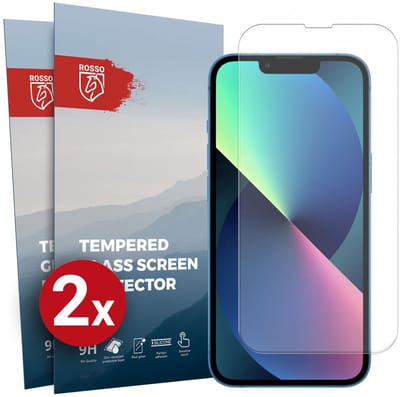 Rosso Screen Protector Geschikt voor Apple iPhone 13 / 13 Pro 9H Tempered Glass | Duo Pack | Glasplaatje | Beschermlaag | Beschermglas | 9H Hardheid